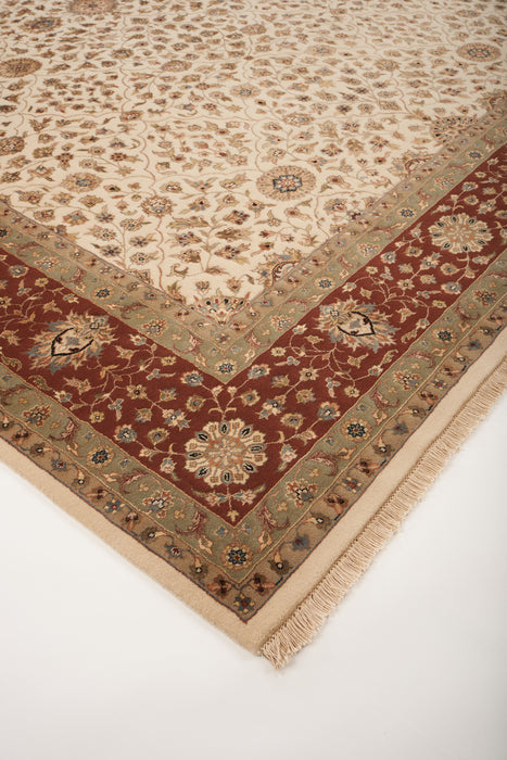 9x12 Bakhtyar Beige/Rust/Ivory Wool and Silk