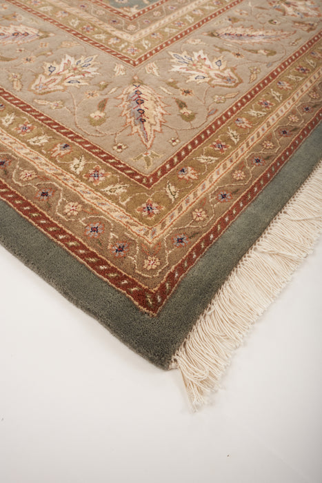9x12 New Sarook Beige/Light Blue Wool & Silk