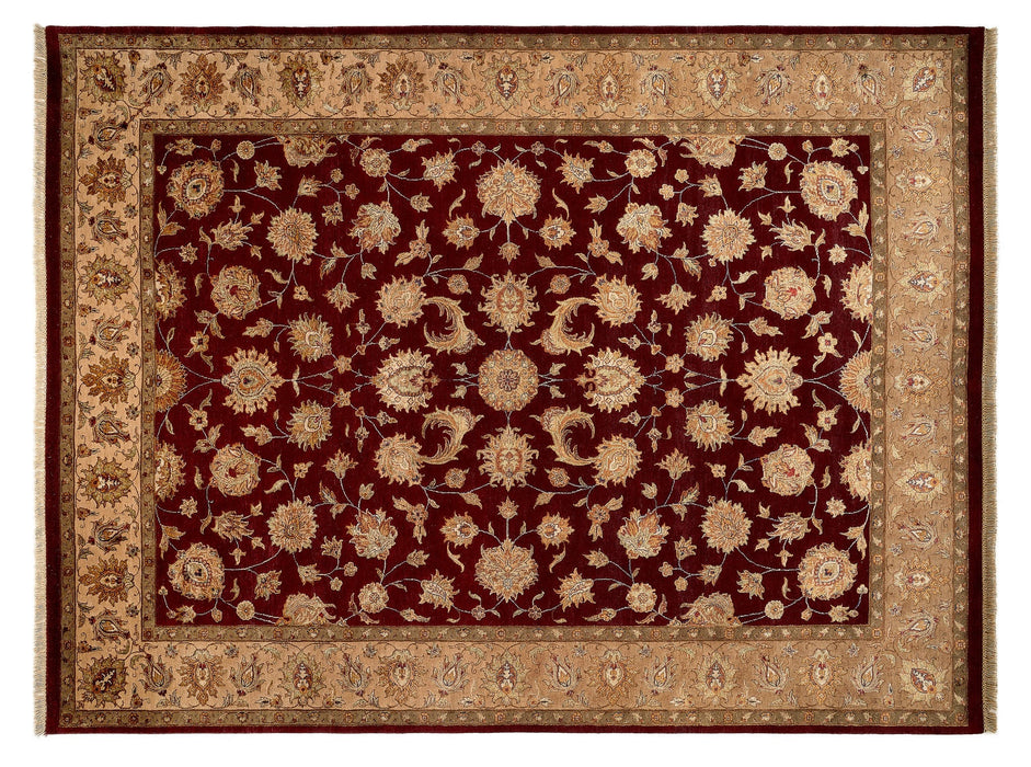 9x12 Reflection Red/Beige Wool and Silk Embossed