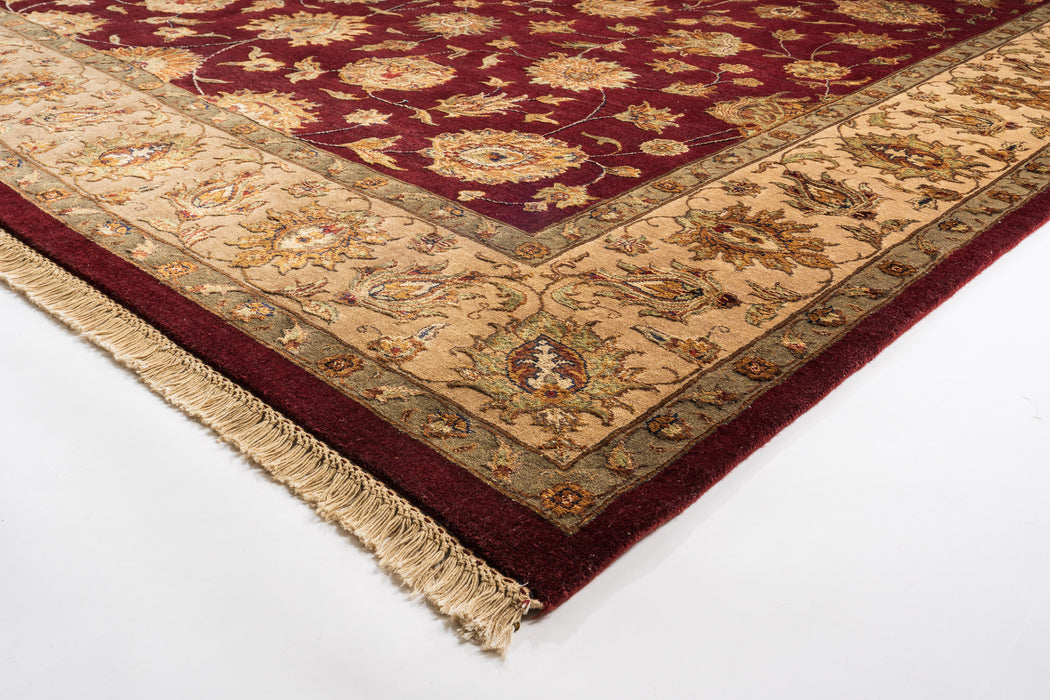 9x12 Reflection Red/Beige Wool and Silk Embossed