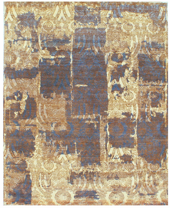 4x6 Urbane Grey/Gold/Blue Wool and Silk.