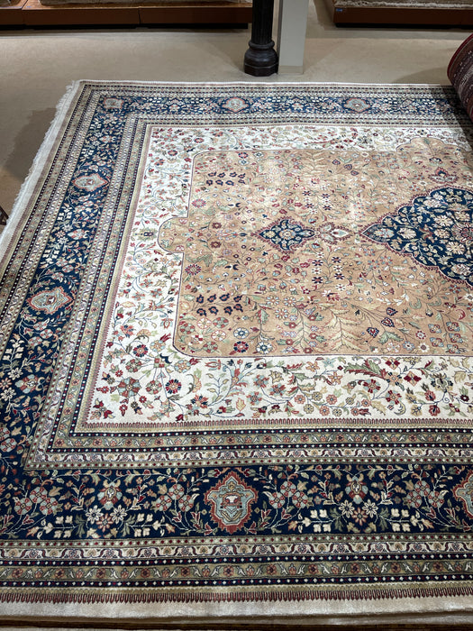 Shah Kashan 10x14 Beige/Blue Wool