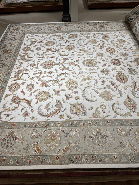 Grand 10x14 New Sarouk Ivory/Beige Wool and Silk