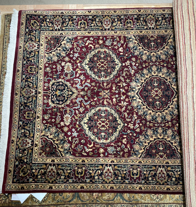 4x6 Mashad Red/Black Handspun Wool with Silk Touch