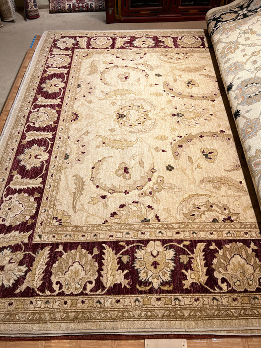 Chobi 9x12 Red Border Ivory Ghazni Wool