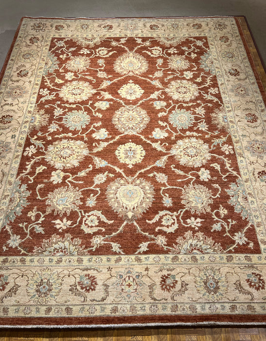 Chobi 8x10 Burnt Rust and Beige Ghazni Wool