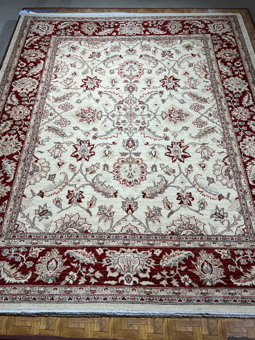 8x10 Chobi Ivory/Red Ghazni Wool