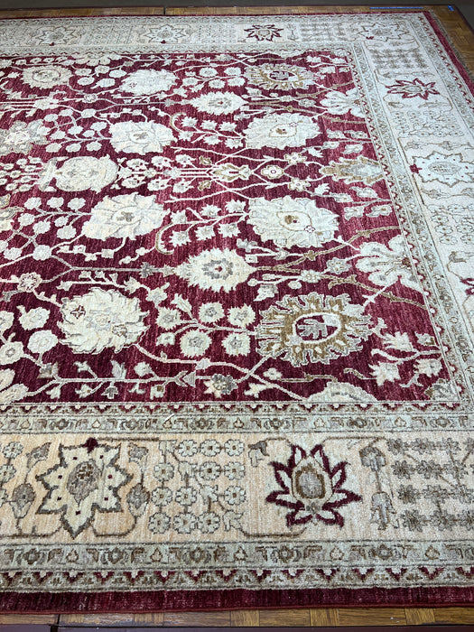 8x10 Chobi Maroon/Ivory Border Ghazni Wool