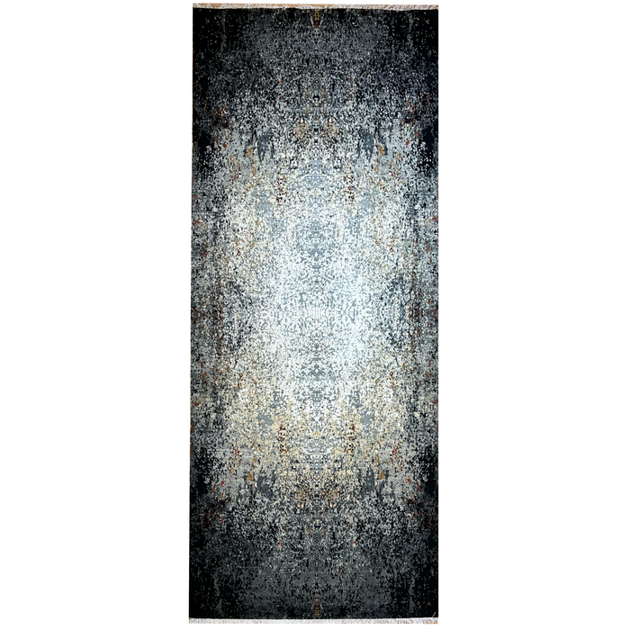 Illuminate 3x8 Black Wool and Embossed Silk