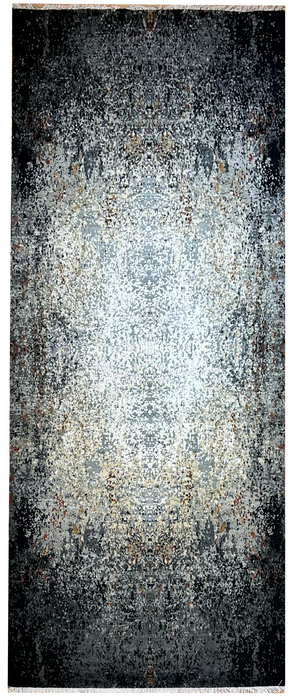 Illuminate 3x8 Black Wool and Embossed Silk