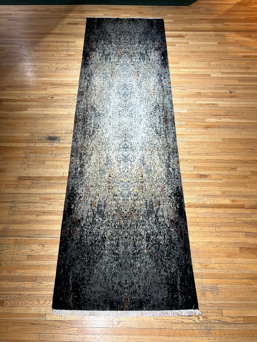 Illuminate 3x8 Black Wool and Embossed Silk