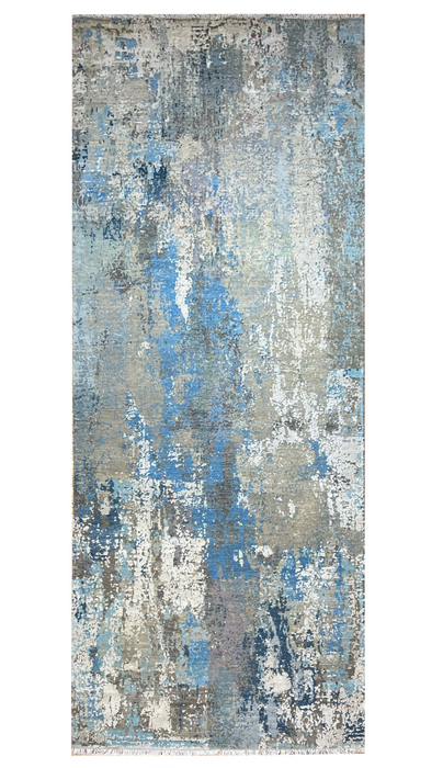 Alchemy 3x10 Runner Grey and Blue Wool and Silk