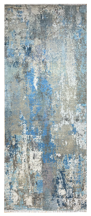 Alchemy 3x10 Runner Grey and Blue Wool and Silk