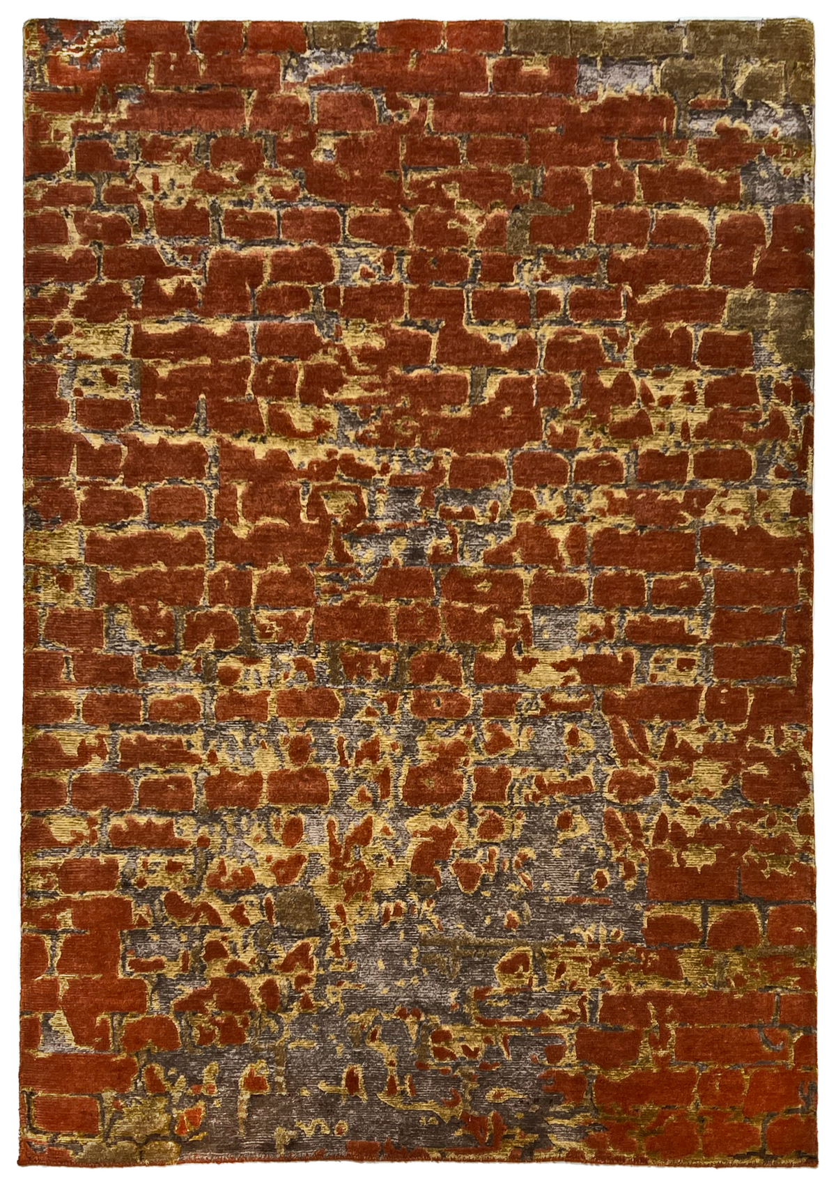 Brick 4x6 Red/Grey Wool and Bamboo Silk — Indo Designer Rugs