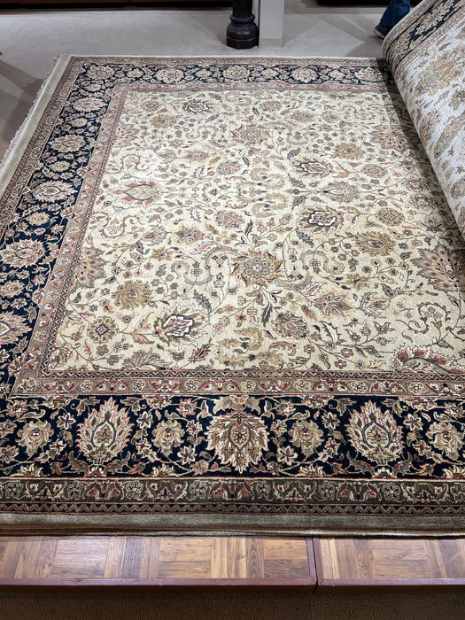 10x14 Antique Finish Sage Green/Black Wool