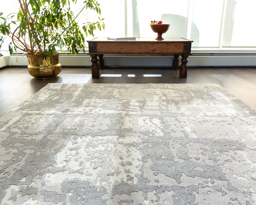 6x9 Marble Grey/Ivory Wool and Bamboo Silk touch.