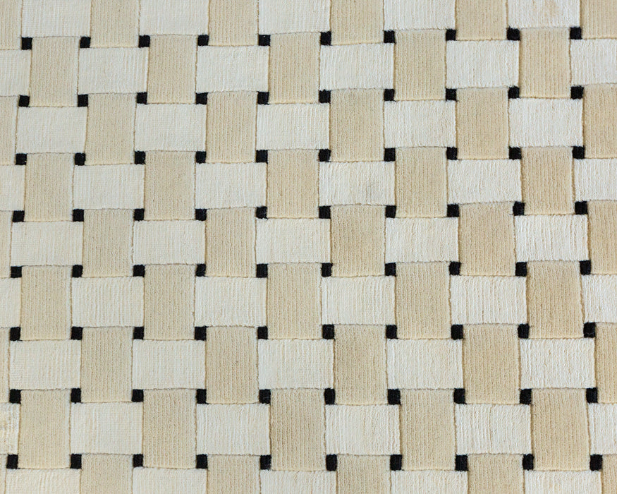 Basket 8x10 Ivory/Black Wool and Bamboo Silk