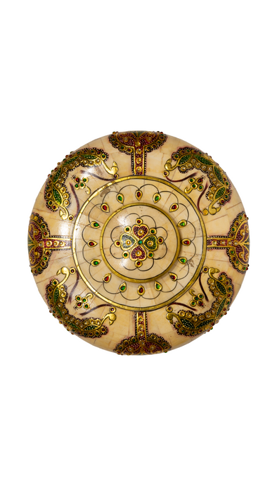 Round Decorative Box Gold/Ivory