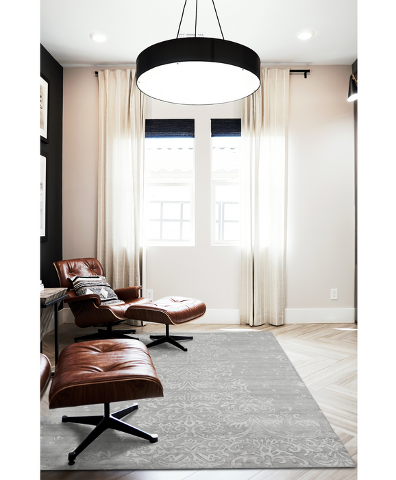 4x6 Marble Light Grey/Ivory Wool