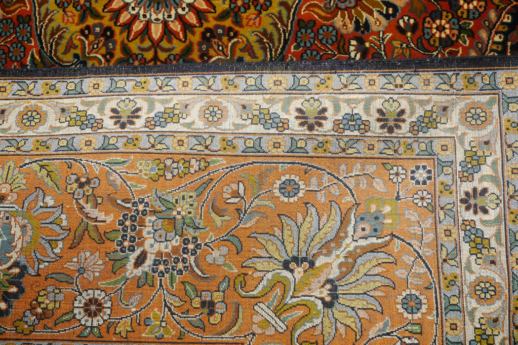 Kashan 6x9 Silk Black and Orange