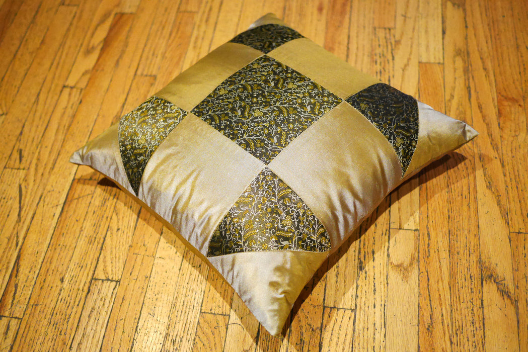 Green/Gold Polyester Cushion