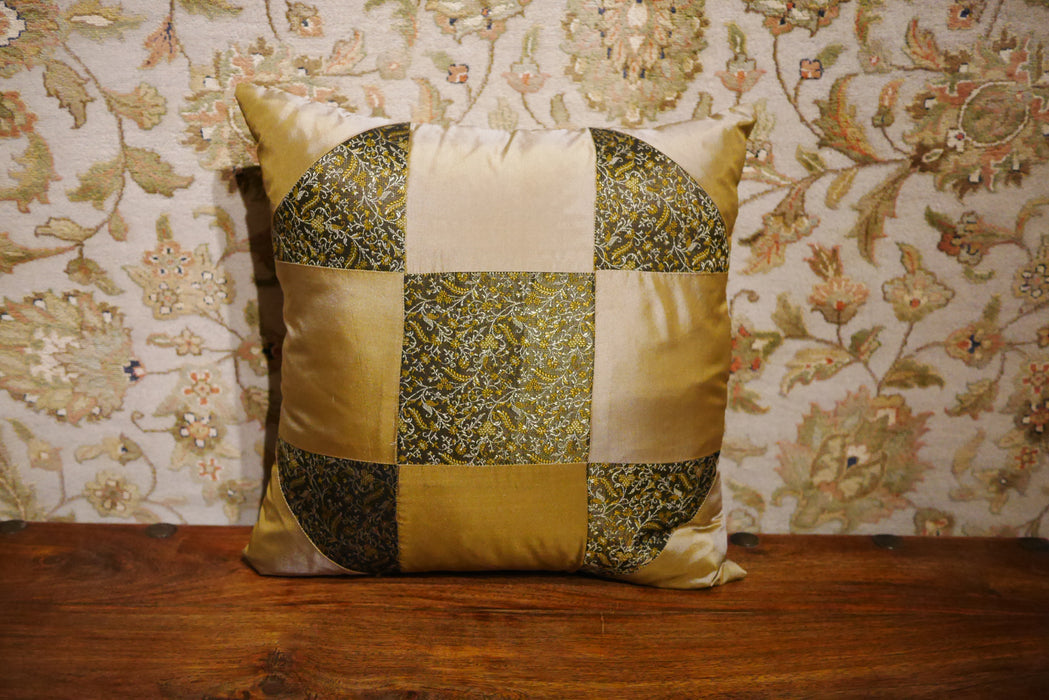 Green/Gold Polyester Cushion