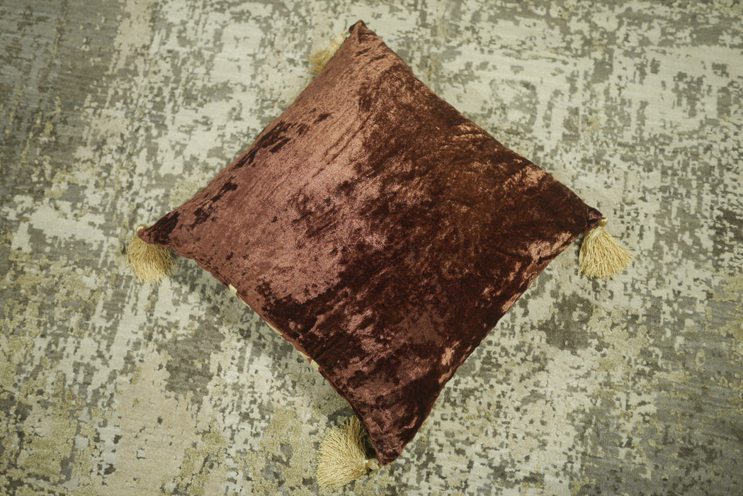 Brown/Gold Velvet Cushion
