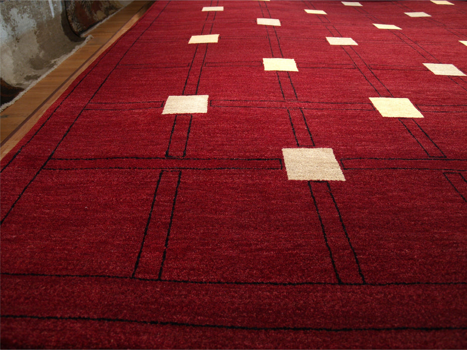 6x9 Box Red/Ivory Australian Hand-Spun Wool