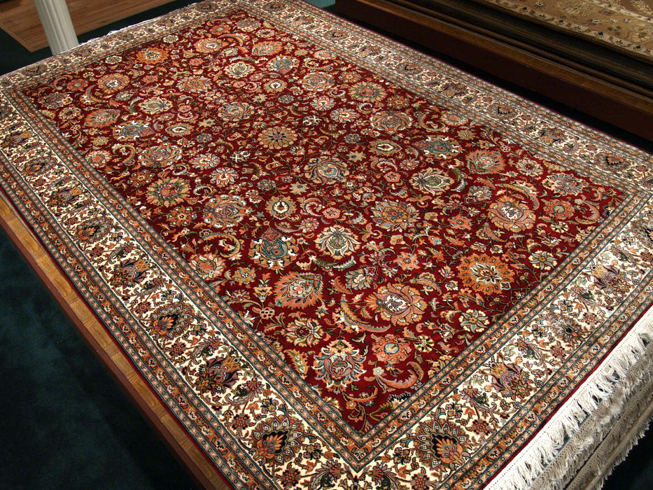 Kashan 6x9 Silk Red Ivory