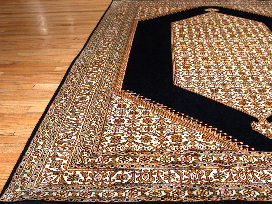 Kashan 4x6 Dark Navy/Gold Silk on Silk.