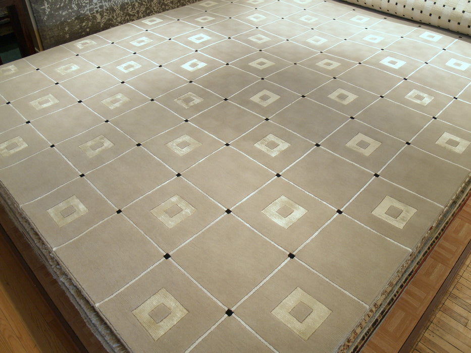 9x13 Box Beige Wool and Silk Touch