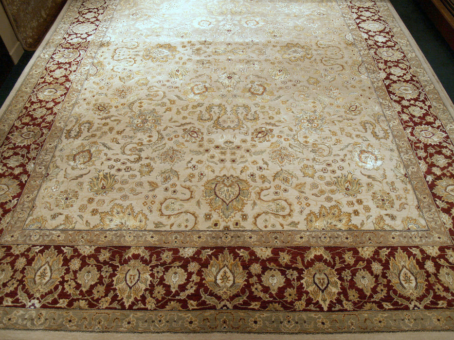 9x12 Reflections Ivory/Red Wool and Silk