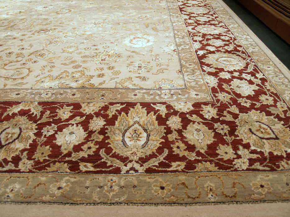 9x12 Reflections Ivory/Red Wool and Silk